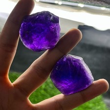 310 Ct Natural Big Amethyst Rough Lot – 2 Pieces Deep Purple Raw Quartz Crystals picture