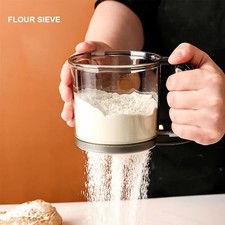 Semi Automatic Flour Sifter Hand Press Baking Sieve Transparent Kitchen Tool picture