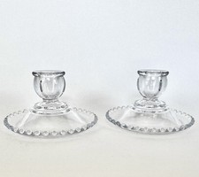 Imperial Candlewick Candleholders. Set Of 2 Rolled Rim Candlesticks. picture