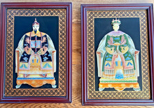 Pair of Vintage Wall Art Chinese Qing Dynasty-Style Soapstone Royalty 17x22 picture