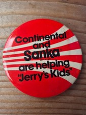 Vintage 1970's 1980's Sanka Jerry's Kids Continental Airlines Button Pin charity picture