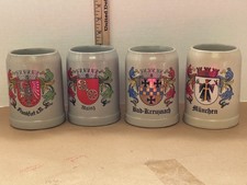 Lot of 4 Vintage Beer Mugs German, Frankfort, Mainz, Bad Kruznach, Munchen picture