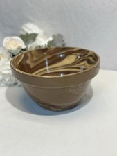 Vintage Stoneware Mixing Prep Bowl Mocha & Caramel Swirls 9.5” Wide 5” Tall picture