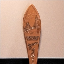 Copper Straits Of Mackinac Bridge Michigan Collectible Souvenir Spoon 4.5