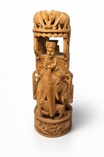 vintage Indian hand-carved sandalwood Ambari with elephant, sculpture decorative picture