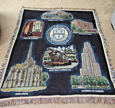Vintage University of Pittsburgh Panthers Woven Tapestry Blanket w Fringe 54x68 picture