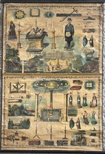 Antique Masonic Chart Banner 1890s Pettibone Mfg Co Master’s Carpet Lithograph picture