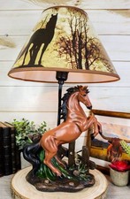 Rearing Wild Chestnut Horse Stallion Desktop Table Lamp With Shade Home Decor picture