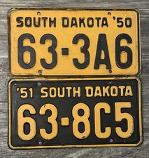 1950 + 1951 South Dakota License plates. Good Shape-Walworth County picture