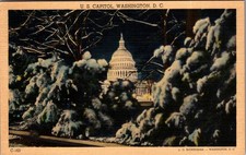 Vintage Postcard U.S. Capitol Building Washington D.C. Winter Scene picture
