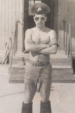 VTG Photo Naughty Army Cowboy Soldier Guy Hairy Chest Naked Torso Gay Int USSR picture