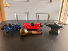 Avon Lot of 4 Glass After Shave Bottles Screw Cap Novelty Car/Pipe/Anvil picture