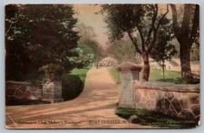 Port Chester NY Chas Mallory Residence Entrance Hand-Colored Postcard 1911 picture