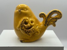 Crackle rustic mustard yellow ceramic bird figurine picture