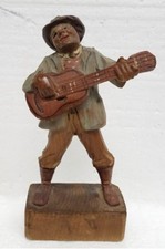 Italian Anri wooden hand-carved man playing guitar figurine Nice picture