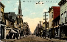 Eleventh Avenue Altoona Pennsylvania Trolley Street View 1910 picture