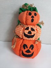 Vtg Joelson Triple Stacked Pumpkin Jack O' Lantern Fabric 13