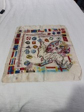 Vintage Silk Korea Souvenir Scarf Map Army 23”x 26” picture