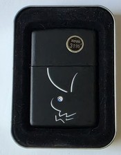 1999 Vintage Black Matte Unfired Zippo Playboy Lighter Featuring A Rabbit Design picture