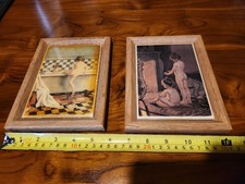 Vintage Kimberly Enterprises Ceramic Tiles Oak Framed Jessie Willcox Smith Pair picture