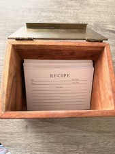 Magnolia Hearth & Hand Wood Recipe Box with Brass Lid Recipe cards picture