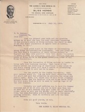 Original 1909 Bliss Native Herbs Letterhead with Alonzo O Bliss Antique Letter  picture