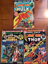 Marvel Team-Up #18 #24 #26 LOT Spider-Man Hulk Thor Voodoo 1974 ALL STAMPS / F picture