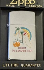 ZIPPO SLIM FLORIDA THE SUNSHINE STATE LIGHTER 1994 D X HIGH POLISH CHROME W/ BOX picture