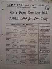 1935 A&P Menus Week Oct 14 GROCERY STORE COFFEE TEA picture
