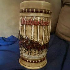 Budweiser Ceramic Beer Stein Mug Clydesdale Horses Scene Gerz Marked picture