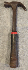 BUCK BROS Curved Claw Hammer Stacked Leather Handle Antique Nice Cond for Age picture