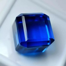 47.38 Ct Lab Created Flawless Blue Sapphire Cube Shape IGL Loose Gemstone 6SHI picture