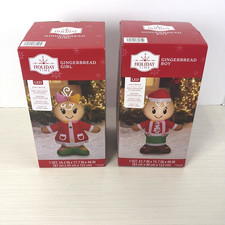 2 Pcs 4 ft Gingerbread Boy + Girl Christmas Airblown Yard Inflatable Holiday picture