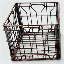 Vintage Sealtest Steel Wire Milk Crate 1960s Industrial Metal Storage Box 13