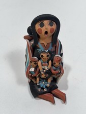 V Lucero Gachupin Nat Am Jemez Pottery Storyteller Doll w/5 Children Drum Signed picture