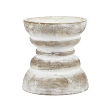 Stonebriar Antique White Wooden Pillar Candle Holder, 4 inches, Off picture