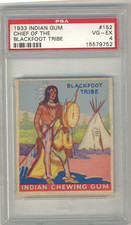 1933 Goudey Indian Gum Chief of Blackfoot Tribe PSA 4 #152 Series of 48 Tough picture