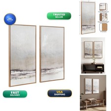 Kate and Laurel Mystic Two-Piece Framed Canvas Wall Art, 16 x 32, Brown picture