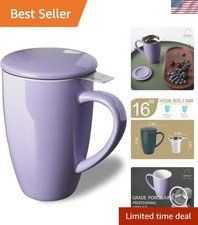 Elegant 16 oz Porcelain Tea Infuser Mug with Lid - Microwave & Dishwasher Safe picture