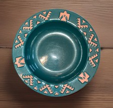 Frankoma Southwest Thunderbird Pattern Rare Blue Soup/Salad Bowl 7.75 Diameter  picture