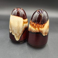 Vintage Brown Drip Glaze Salt & Pepper Shakers 4.5