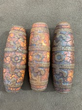 3Pcs Rare Tibetan Dragon Vein Natural Old Agate Dzi *Ritual 3Eyed* Beads picture