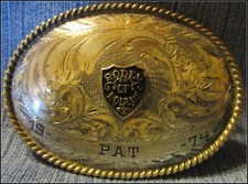Vintage 1974 SOLID STERLING SILVER FRONT Rodeo of Rodeos by BK PAT Belt Buckle  picture
