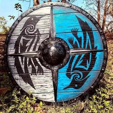 Medieval Viking Shield Ragnar Battle Ready Wooden Viking Shield Best Gift picture