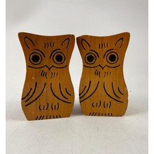 Vintage Figural Wooden Owl Salt and Pepper Shakers picture