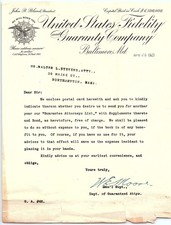 1921 US Fidelity & Guaranty letter, handwritten notes back picture