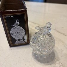 VINTAGE HOFBAUER GLASS Trinket Box w/Bird. / Small 3