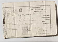 ANTIQUE SPANISH DOCUMENT 1873, SIGNED BY GOBERNADOR, ESTANISLAO FIGUERAS picture
