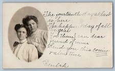 c1905 Two Women Curly Hair Studio Fort Madison Iowa IA RPPC Photo Postcard picture