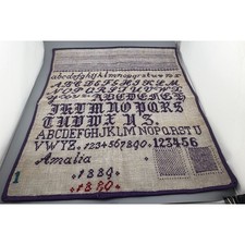 Vintage CrossStitch Sampler 1800's Arcadia Hand Stitched Alphabet picture